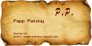 Papp Patony névjegykártya